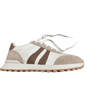 NEW COZY GIRL women's lace up tennis shoe in brown/beige